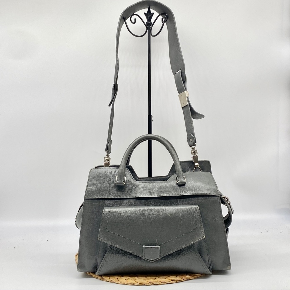 PROENZA SCHOULER PS13 GRAY LEATHER SATCHEL SMALL CROSSBODY BAG